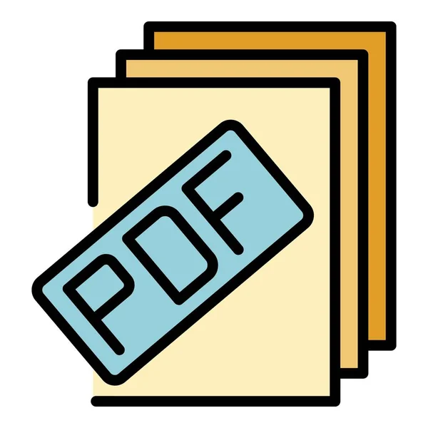 Pdf file report icon color outline vector — Stockvektor