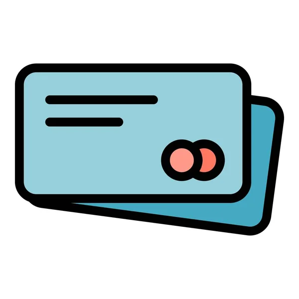 Argent carte de crédit icône couleur contour vecteur — Image vectorielle
