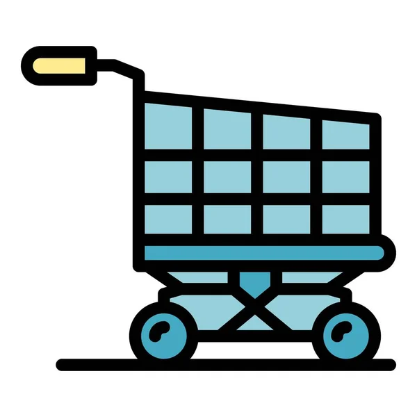 Shopping cart icon color outline vector — Stock Vector