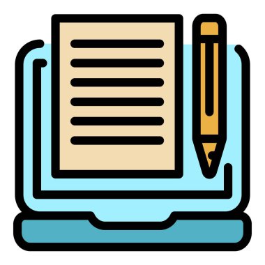 Web eğitim simgesi renk ana hatları vektörü