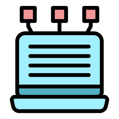 Uzaklık eğitimi simgesi renk ana hatları vektörü