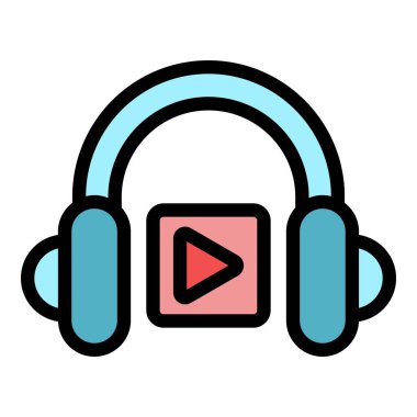 Kulaklıklar çevrimiçi simge rengi dış hat vektörü