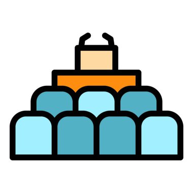 Açık artırma ihale simgesi renk ana hatları vektörü