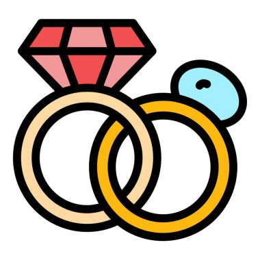 Halkaların açık artırma simgesi renk ana hatları vektörü