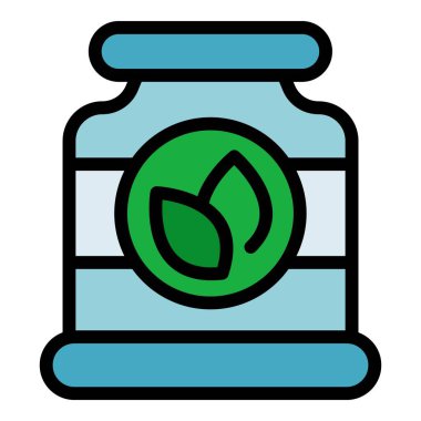 Spor beslenme kavanozu simgesi renk ana hatları vektörü