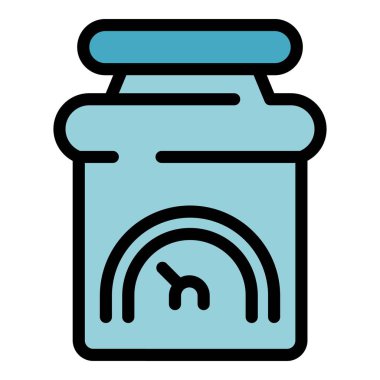 Spor besin sebzeleri ölçek simgesi renk ana hatları vektörü