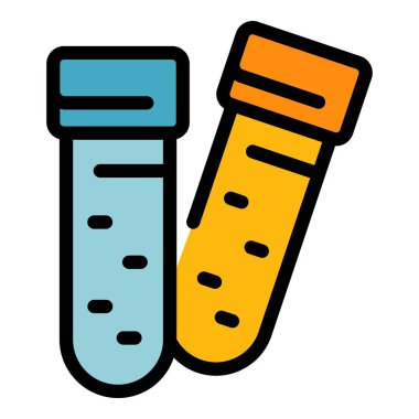 Spor beslenme test tüpleri simge renk ana hatları vektörü