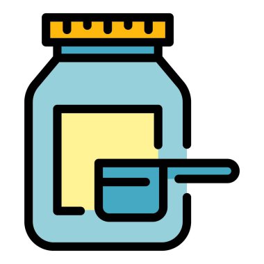 Spor beslenme protein kavanozu simgesi renk ana hatları