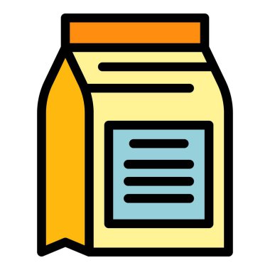 Spor beslenme paketi simgesi renk ana hatları vektörü