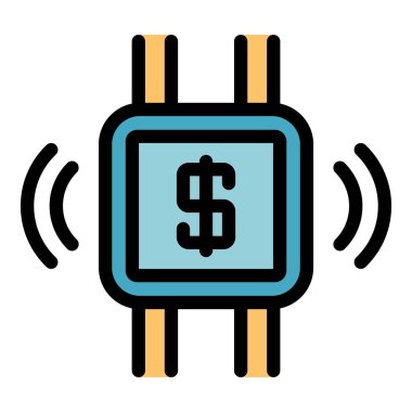 Mobil ödeme simgesi renk ana hatları vektörü