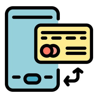 Mobil ve kart simgesi renk ana hatları vektörü