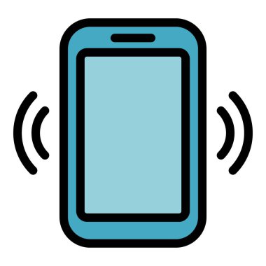 Telefon ödeme simgesi renk ana hatları vektörü