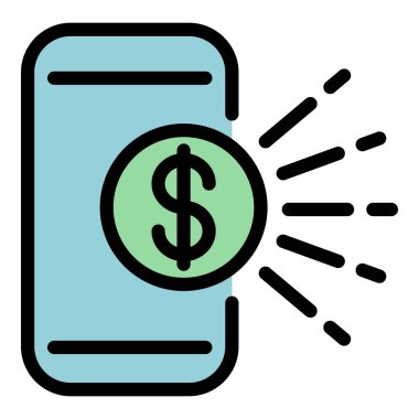 Dijital ödeme simgesi renk ana hatları vektörü