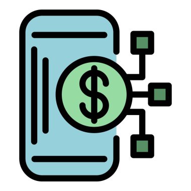 Bankacılık kartı mobil simgesi renk ana hatları vektörü