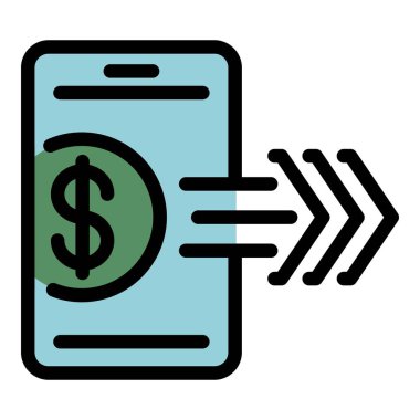 Mobil aktarım simgesi renk ana hatları vektörü