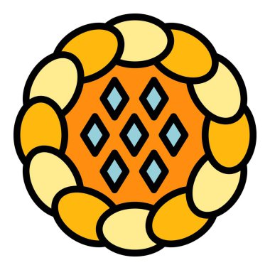 Tatlı elmalı turta ikonu renk ana hatları vektörü