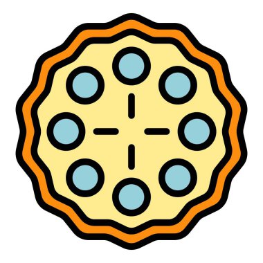 Tarçınlı elmalı turta ikonu renk ana hatları vektörü