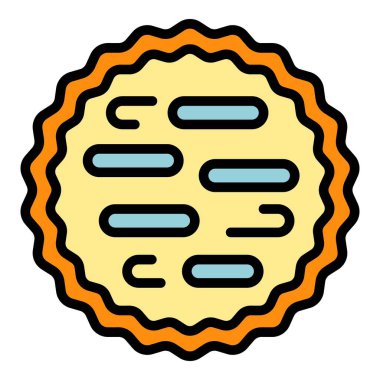 Pişmiş elmalı turta ikonu renk ana hatları vektörü