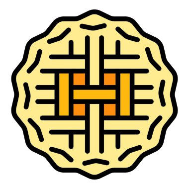 Kabuklu elmalı turta ikonu renk ana hatları vektörü