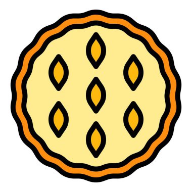 Ev yapımı elmalı turta ikonu renk ana hatları vektörü