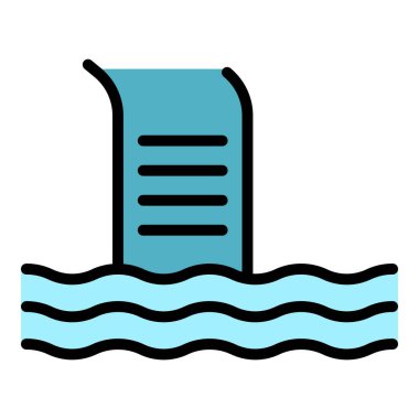 Sağlıklı havuz yüzme ikonu renk ana hatları vektörü