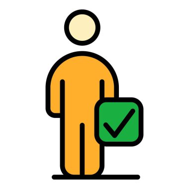 Mentor onaylı simge rengi dış hat vektörü