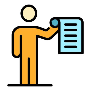 Mentor becerisi kağıt simgesi renk ana hatları vektörü