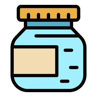 Yemek kavanozu simgesi renk ana hatları vektörü