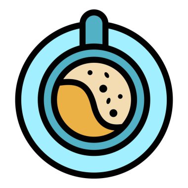 Kahve ikonu renk ana hatları vektörü