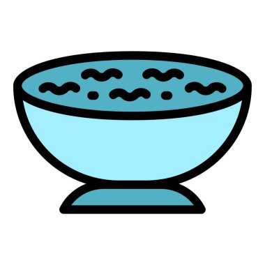 Çorba kasesi simgesi renk ana hatları vektörü