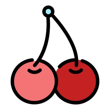 Kirazlar simge rengi ana hatları vektörü