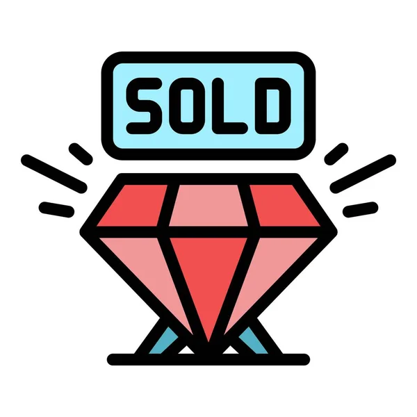 Sprzedawane diamentowe ikony kolor zarys wektor — Wektor stockowy