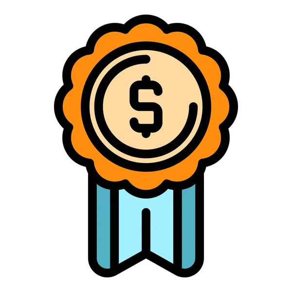 Dollar medal icon color outline vector — Stock vektor