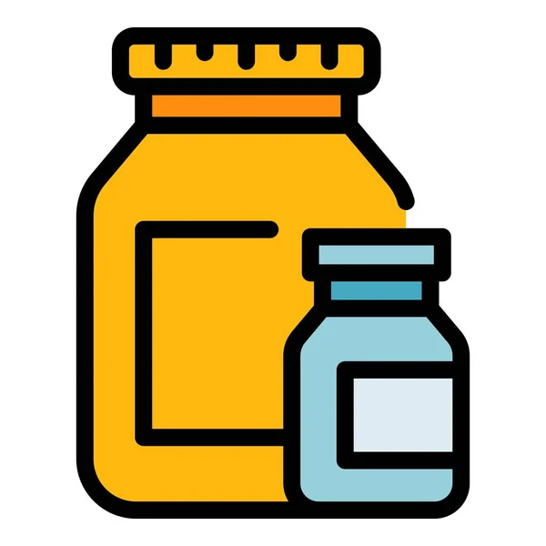 Sport odżywki i suplementy amino jar ikona kolor zarys wektor — Wektor stockowy