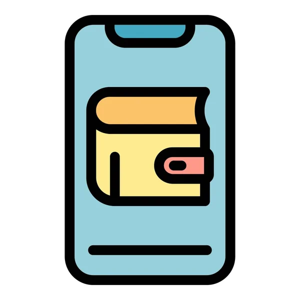 Portefeuille mobile icône couleur contour vecteur — Image vectorielle