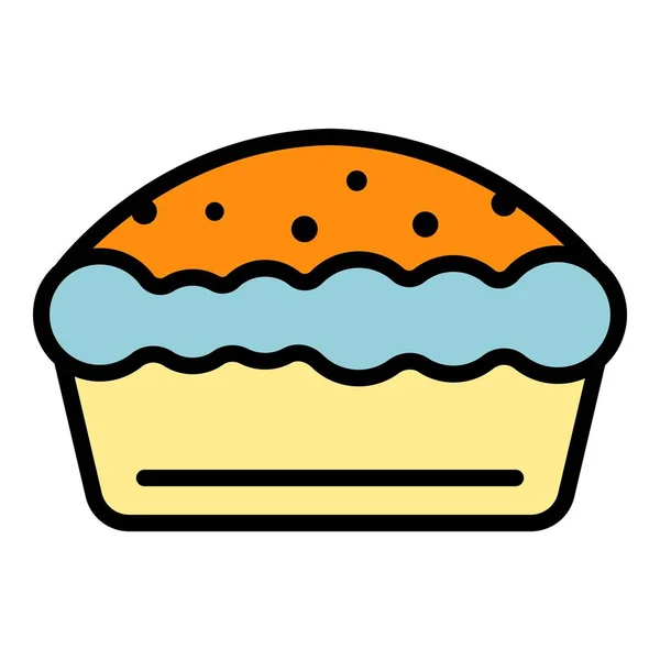 Alimentos pastel de manzana icono color contorno vector — Archivo Imágenes Vectoriales