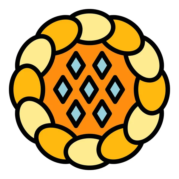 Tatlı elmalı turta ikonu renk ana hatları vektörü