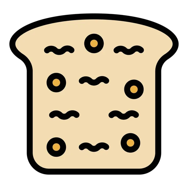 Plasterek chleba ikona kolor zarys wektor — Wektor stockowy
