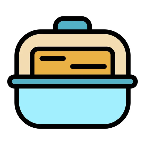 Lunchbox Symbol Farbe Umrissvektor — Stockvektor