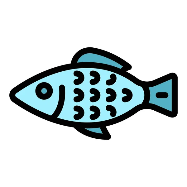 Ícone de refeição de peixe vetor de contorno de cor — Vetor de Stock