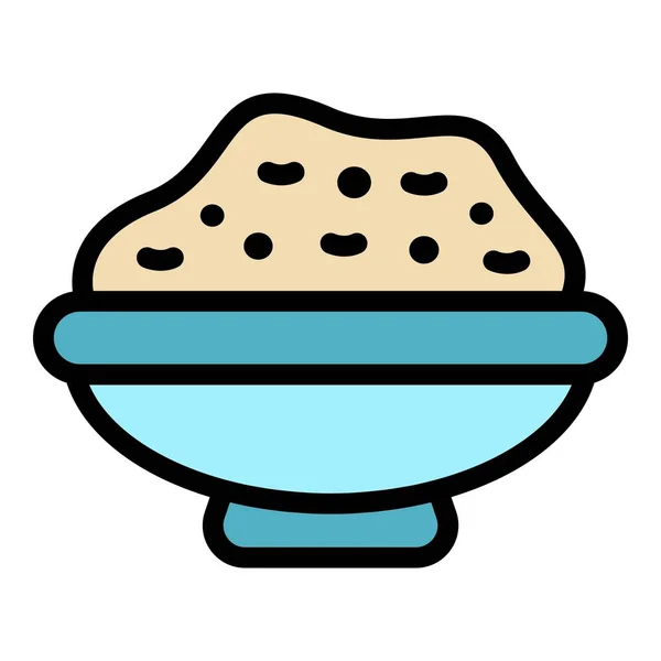 Porridge bowl icon color outline vector — Stockvektor