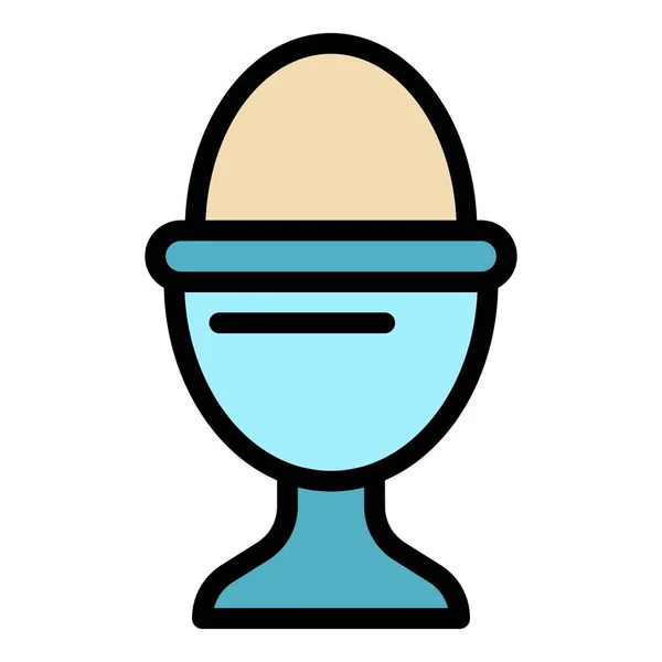 Haşlanmış yumurta simgesi renk ana hatları vektörü — Stok Vektör