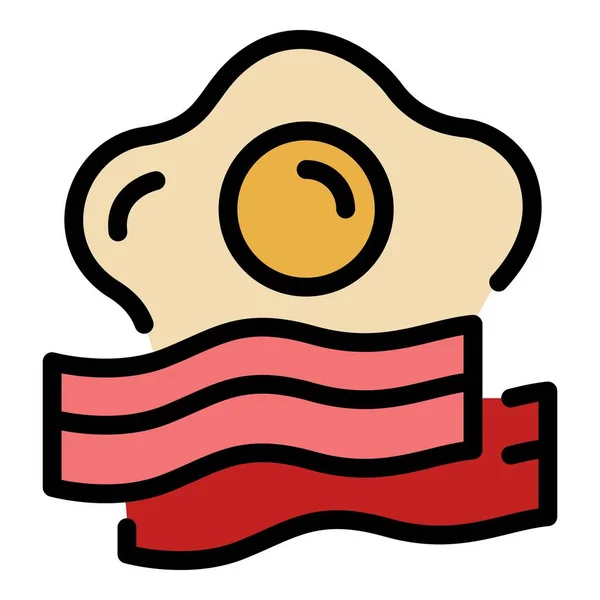 Egg bacon icon color outline vector — 图库矢量图片