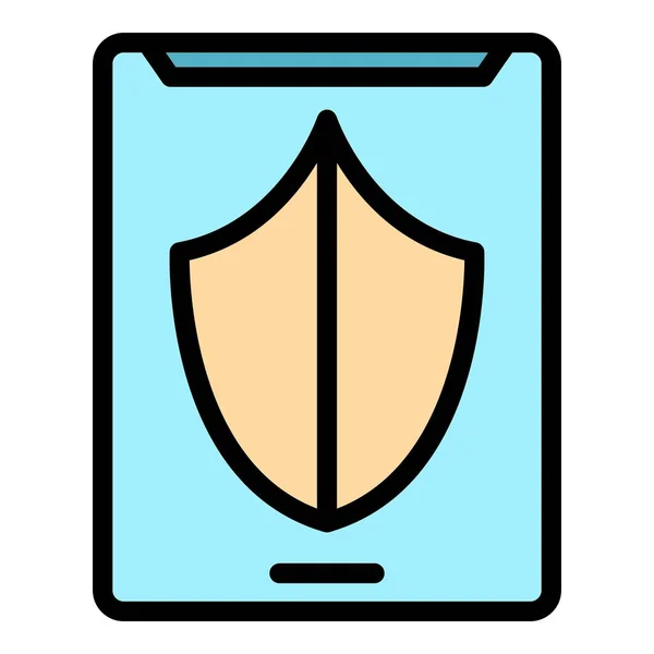 Tablet shield icon color outline vector — Stockvektor