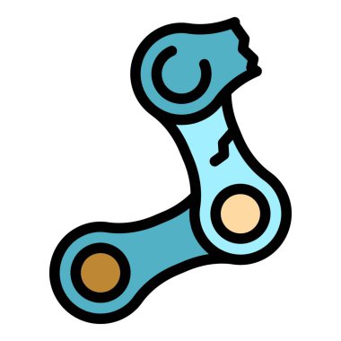 Bisiklet tamir zinciri simgesi renk dış hat vektörü