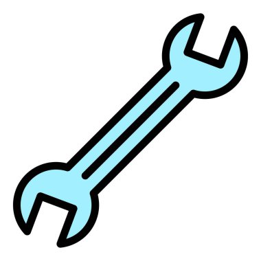 Bisiklet tamir anahtarı simgesi renk ana hatları vektörü