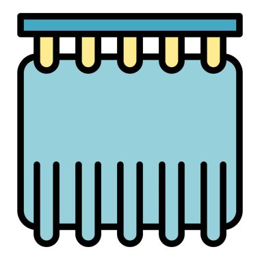 Dekorasyon duş perdesi simgesi renk ana hatları vektörü