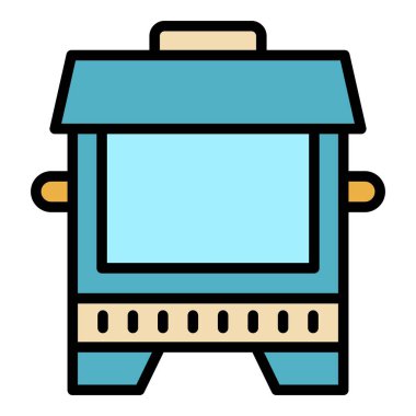 Duman ekipmanı simgesi renk ana hatları vektörünü pişir