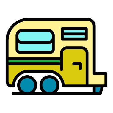 Yolculuk karavanı renk ana hatları vektörü