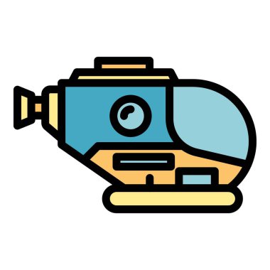 Macera batiscaphe simgesi renk ana hatları vektörü